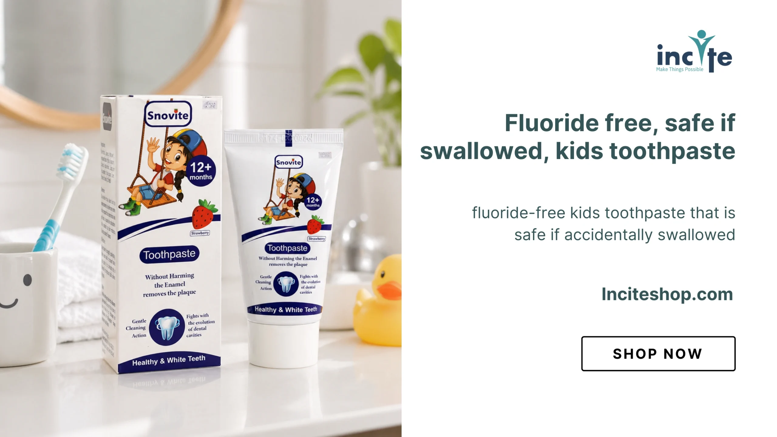 Fluoride free, safe if swallowed, kids toothpaste